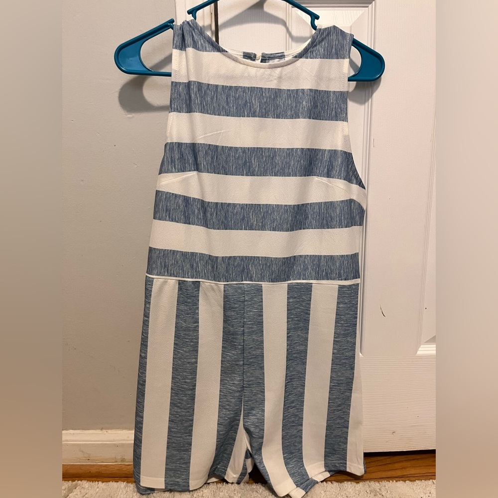 Blue and White Striped Women’s Romper